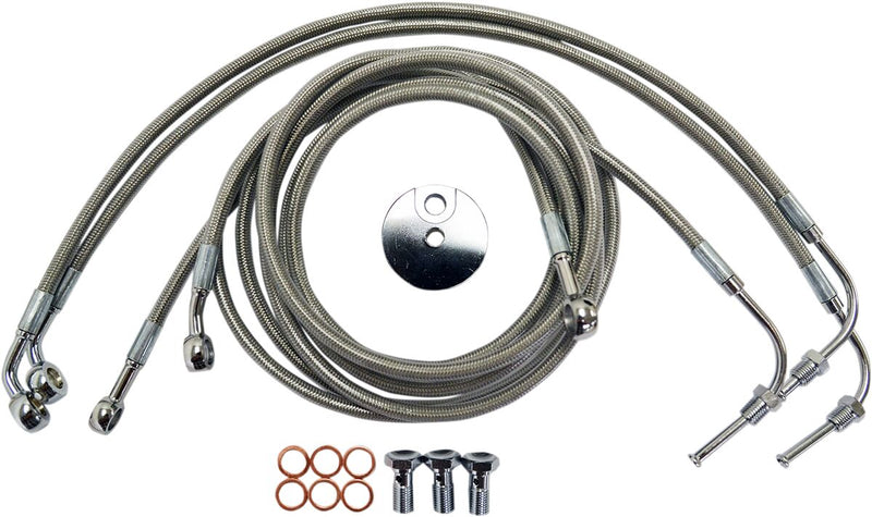 LA Choppers Stainless Steel Brake Line Kit Silver 46 cm - 51 cm (18" - 20") Ape Hanger