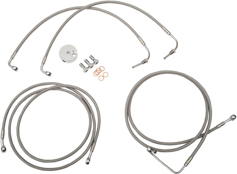 LA Choppers Stainless Steel Brake Line Kit Silver 46 cm - 51 cm (18" - 20") Ape Hanger #LA-8050B19