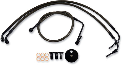LA Choppers Midnight Braided Brake Line Kit Midnight Series Black 38 cm - 43 cm (15" - 17") Ape Hanger Stainless Steel