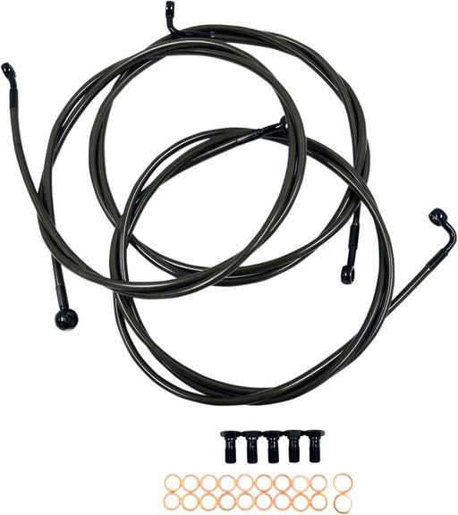 LA Choppers Midnight Braided Brake Line Kit Midnight Series Black 46 cm - 51 cm (18" - 20") Ape Hanger Stainless Steel