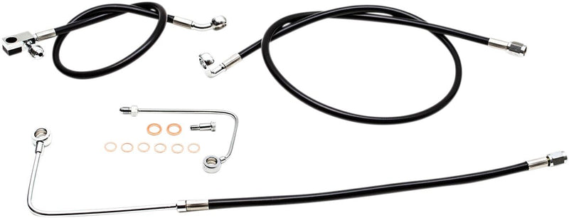 LA Choppers Black Braided Brake Line Kit 38 cm - 43 cm (15" - 17") Front Ape Hanger Stainless Steel Vinyl