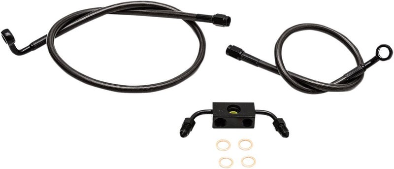 LA Choppers Midnight Braided Brake Line Kit Midnight Series Black Standard Mini Ape Hanger Stainless Steel