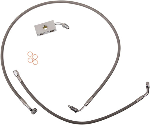 LA Choppers Stainless Steel Brake Line Kit Silver 38 cm - 43 cm (15" - 17") Ape Hanger