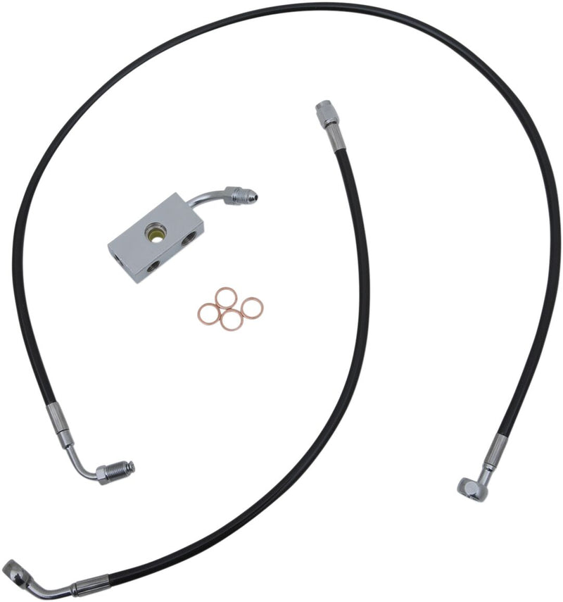 Black Braided Brake Line Kit Softail