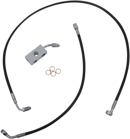 Black Braided Brake Line Kit Softail