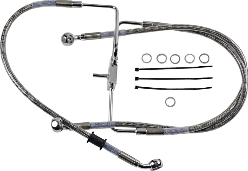 Drag Specialties Extended Length Stainless Steel Brake Line Fits Harley-Davidson Sportster Models 2017-2020