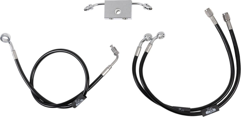 LA Choppers Black Braided Brake Line Kit Standard Front Mini Ape Hanger Stainless Steel Vinyl