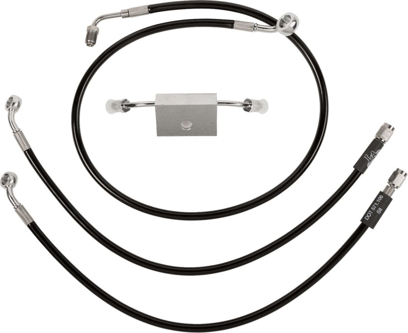 LA Choppers Black Braided Brake Line Kit 38 cm - 43 cm (15" - 17") Front Ape Hanger Stainless Steel Vinyl