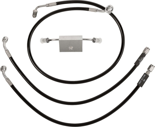 LA Choppers Black Braided Brake Line Kit 38 cm - 43 cm (15" - 17") Front Ape Hanger Stainless Steel Vinyl