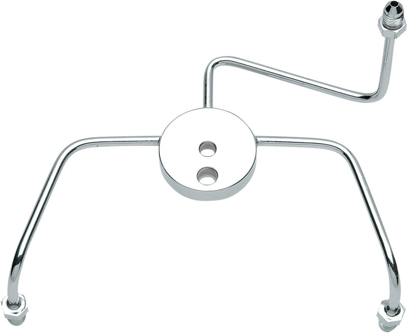 Drag Specialties Chrome Steel Front Brake Tee with Fittings for Dual-Disc Applications