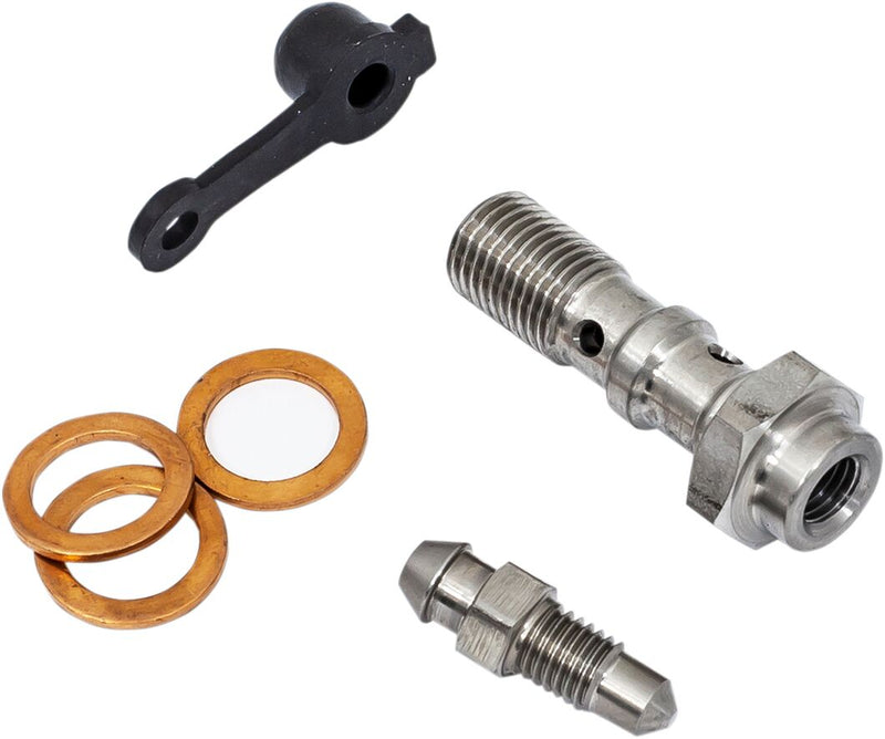 Goodridge Banjo Bolt with Bleed Nipple Chrome Bleeder Fitting Double Stainless Steel #773-03BNC