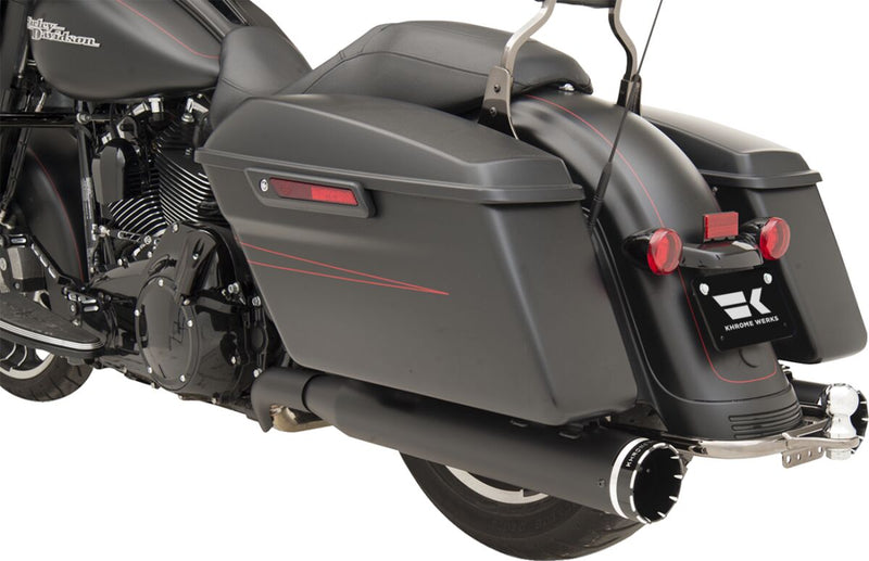 Khrome Werks Black Dominator 2:2 3-Stepped Header, 4.5" Mufflers W/Tracer Tips for 2009-2016 Harley-Davidson Touring Motorcycles