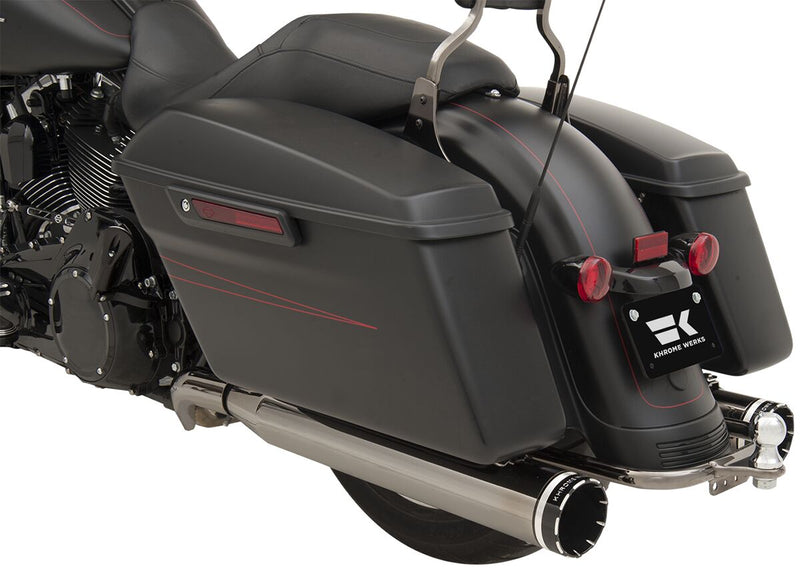 Khrome Werks Eclipse Dominator 2:2 3-Stepped Header, 4.5" Mufflers W/Tracer Tips for 2009-2016 Harley-Davidson Touring Motorcycles