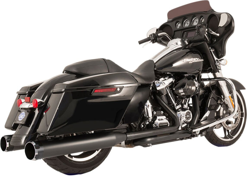 S&S Cycle El Dorado 2 Into 2 Exhaust System In Chrome With Black Thruster End Caps For Harley-Davidson 2017-2023 M8 Touring Models