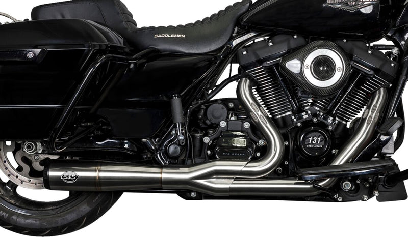 S&S Cycle 2-into-1 Diamondback Exhaust System for 2017-2025 Harley-Davidson Brushed Silver Race Stainless Steel #550-1000