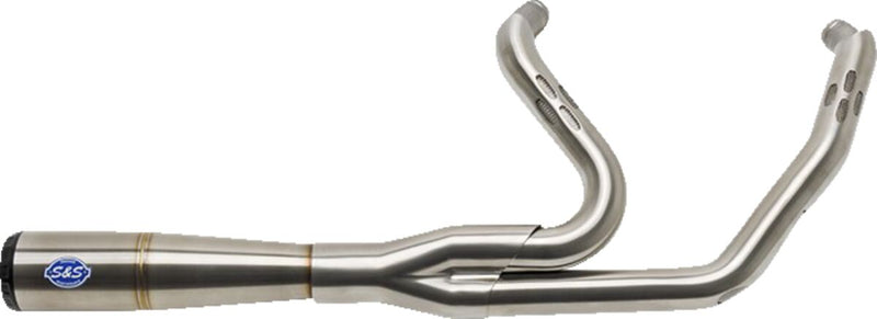 S&S Cycle 2-into-1 Diamondback Exhaust System for 2017-2025 Harley-Davidson Brushed Silver Race Stainless Steel #550-1000