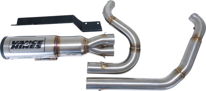Vance & Hines Hi-Output 2 Into 1 Exhaust Kit With PCX Technology In Brushed Stainless Steel For Harley-Davidson 2017-2024 Touring Models