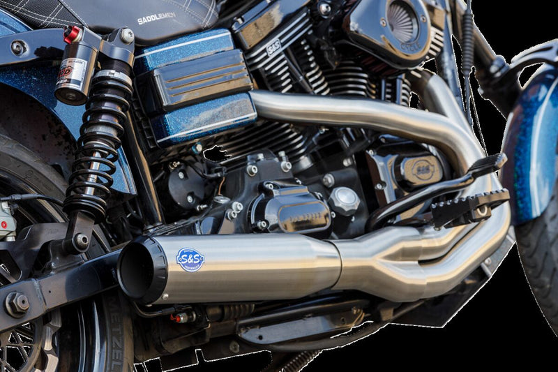 S&S Cycle 2-into-1 Qualifier Exhaust System for 2006-2007 Harley-Davidson FXD Brushed Silver Stainless Steel #550-1097
