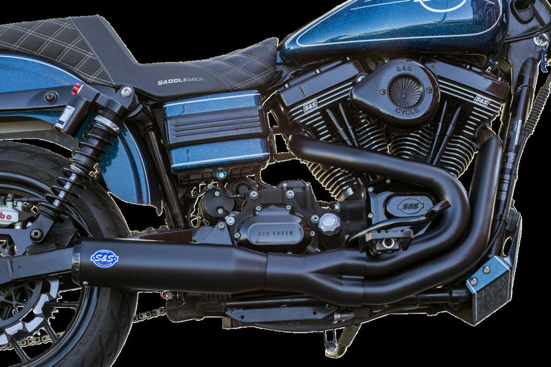 S&S Cycle 2-into-1 Qualifier Exhaust System for 2006-2007 Harley-Davidson FXD Guardian Black Stainless Steel #550-1098