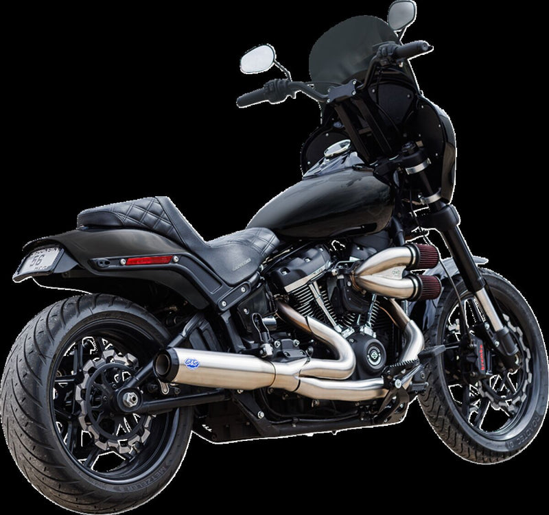 S&S Cycle 2-into-1 Qualifier Exhaust System for 2018-2023 Harley-Davidson Brushed Silver Race Stainless Steel #550-1105
