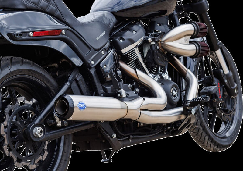S&S Cycle 2-into-1 Qualifier Exhaust System for 2018-2023 Harley-Davidson Brushed Silver Race Stainless Steel #550-1105
