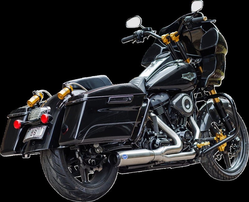 S&S Cycle 2-into-1 Qualifier Exhaust System for 2017-2025 Harley-Davidson Brushed Silver Race Stainless Steel #550-1107