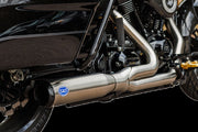 S&S Cycle 2-into-1 Qualifier Exhaust System for 2017-2025 Harley-Davidson Brushed Silver Race Stainless Steel #550-1107