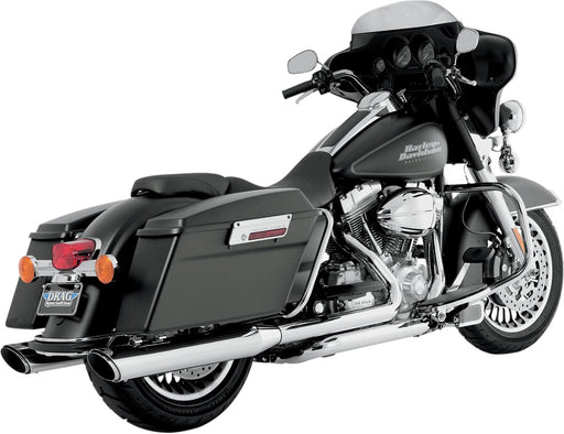 Vance & Hines Twin Slash 4 Inch Rounds Slip-On Mufflers NON-PCX In Chrome For Harley-Davidson 1995-2016 Touring Models