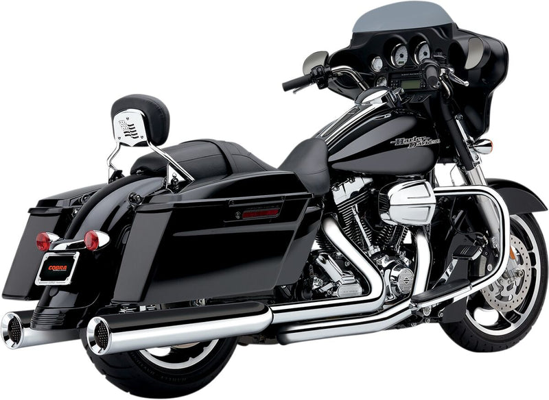 Cobra Powr-Flo 4 1/2 Inch Slip-On Mufflers In Chrome For Harley-Davidson 1995-2016 Touring Models
