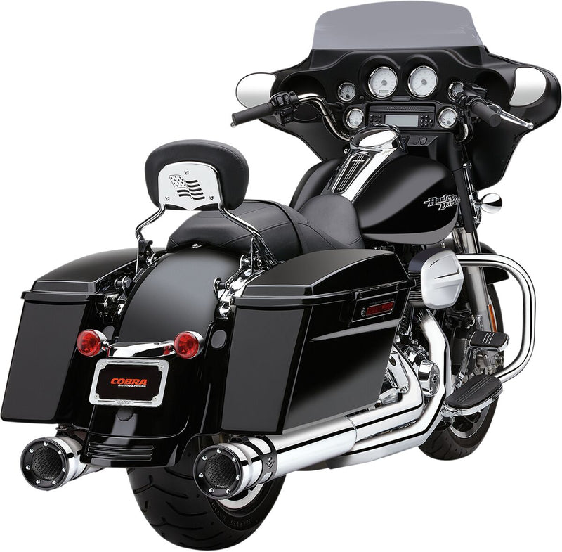 Cobra 4 Inch Race Pro Slip On Mufflers In Chrome For Harley-Davidson 1995-2016 Touring Models