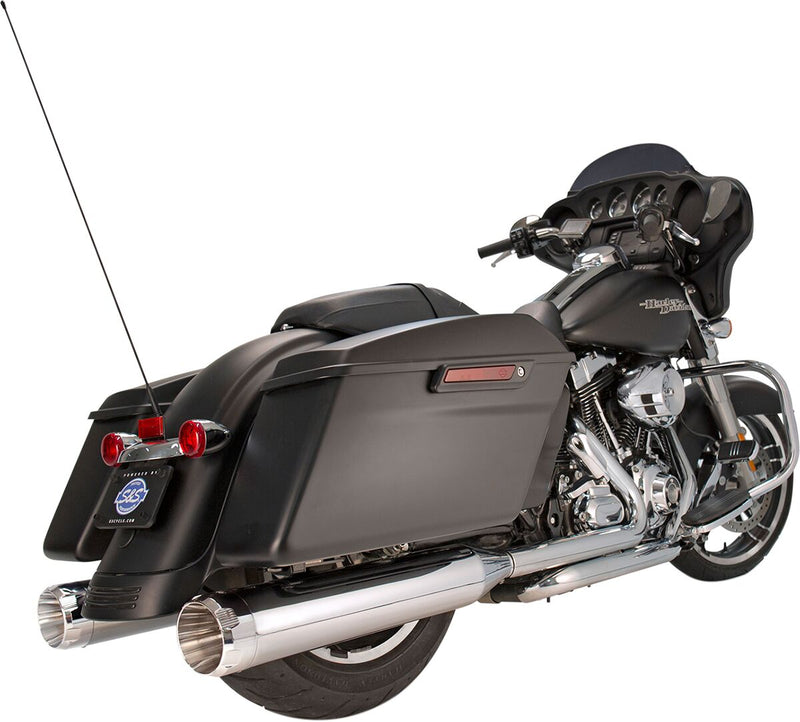 S&S Cycle Chrome Performance Mufflers w/Chrome Thruster End Cap for 1995-2016 Harley-Davidson Touring and 2015-2017 Harley-Davidson Trike #550-0620