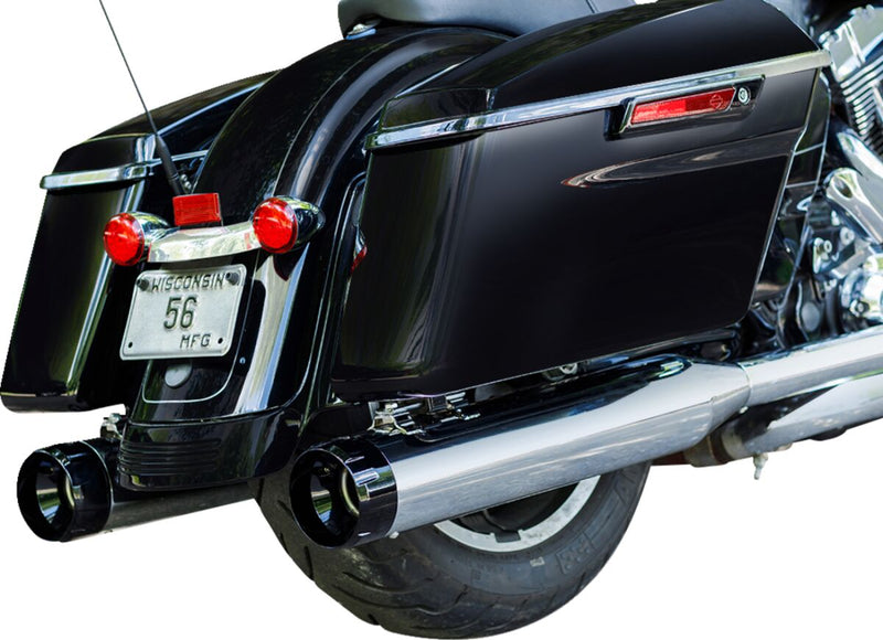 S&S Cycle Black Performance Mufflers w/Chrome Thruster End Cap for 1995-2016 Harley-Davidson Touring and 2015-2017 Harley-Davidson Trike