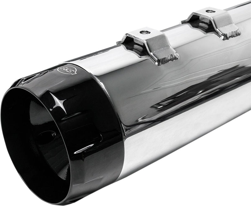 S&S Cycle Black Performance Mufflers w/Chrome Thruster End Cap for 1995-2016 Harley-Davidson Touring and 2015-2017 Harley-Davidson Trike