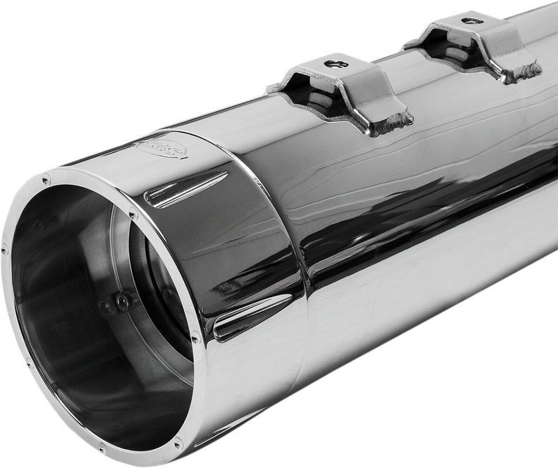 S&S Cycle Chrome Performance Mufflers w/Chrome Tracer End Cap for 1995-2016 Harley-Davidson Touring and 2015-2017 Harley-Davidson Trike