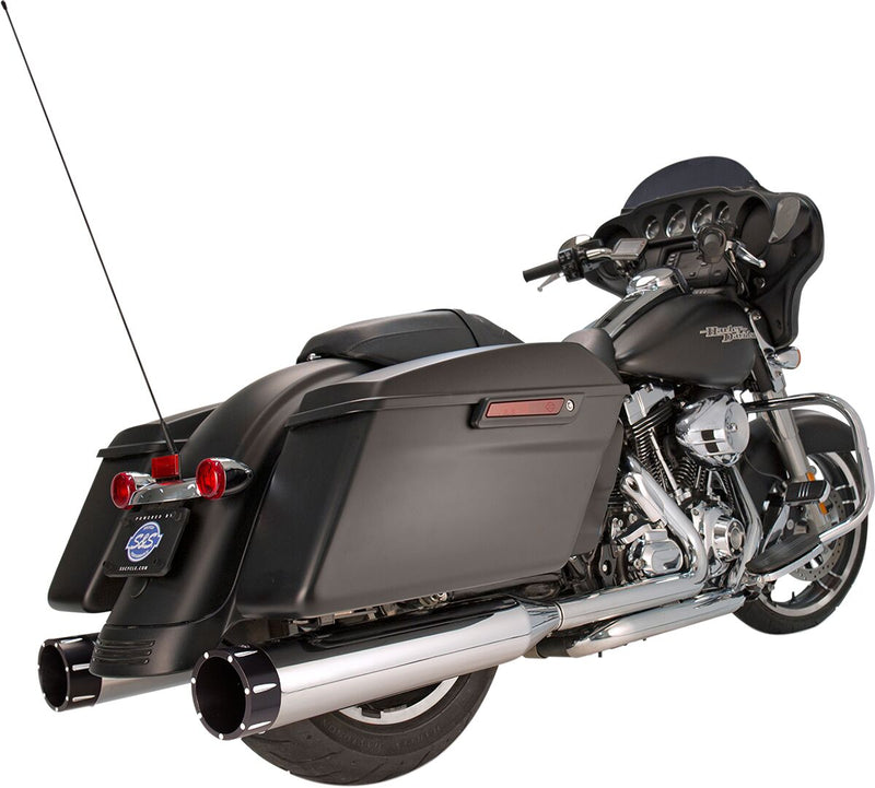 S&S Cycle Chrome Performance Mufflers w/Contrast Cut Tracer End Cap for 1995-2016 Harley-Davidson Touring and 2015-2017 Harley-Davidson Trike