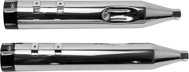S&S Cycle Chrome Performance Mufflers w/Contrast Cut Tracer End Cap for 1995-2016 Harley-Davidson Touring and 2015-2017 Harley-Davidson Trike