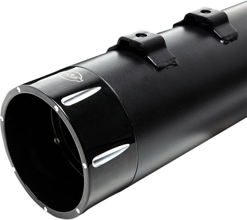 S&S Cycle Black Performance Mufflers w/Contrast Cut Tracer End Cap for 2015-2017 Harley-Davidson Trike and 1995-2016 Harley-Davidson Touring Models #550-0625