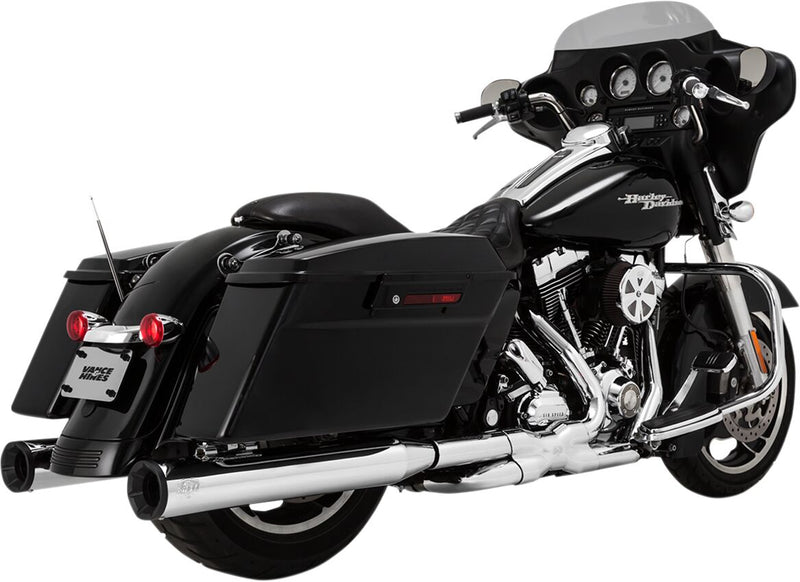 Vance & Hines Eliminator 400 Slip-on Mufflers NON-PCX In Chrome With Black End Caps For Harley-Davidson 1995-2016 Touring Motorcycles #16706