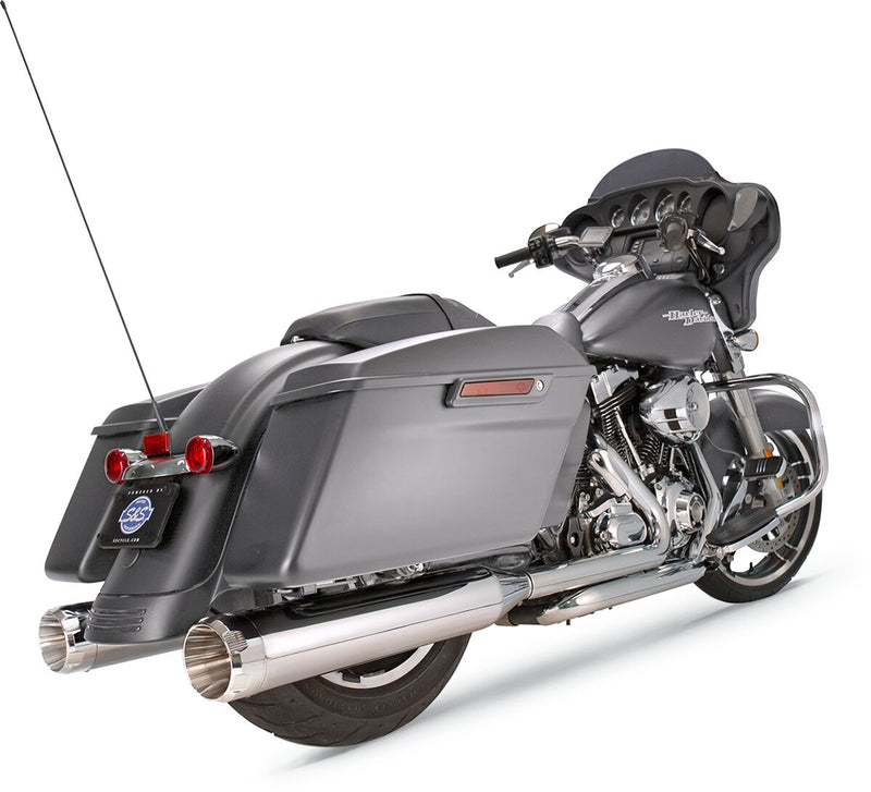 S&S Cycle Chrome 4-1/2 in. Mk45 Slip-on Mufflers w/Chrome Thruster End Caps for 2017-2026 Harley-Davidson Touring Models #550-0665