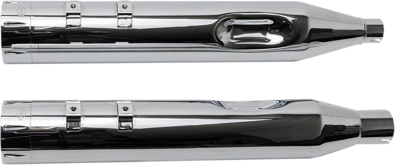 S&S Cycle Chrome 4-1/2 in. Mk45 Slip-On Mufflers w/Chrome Machined Tracer End Caps for 2017-2026 Harley-Davidson Touring Models #550-0669