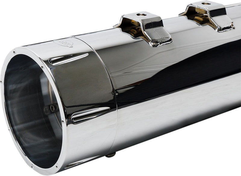 S&S Cycle Chrome 4-1/2 in. Mk45 Slip-On Mufflers w/Chrome Machined Tracer End Caps for 2017-2026 Harley-Davidson Touring Models #550-0669