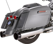 S&S Cycle Chrome 4-1/2 in. Mk45 Slip-On Mufflers w/Black Contrast Machined Tracer End Caps for 2017-2026 Harley-Davidson Touring Models #550-0668