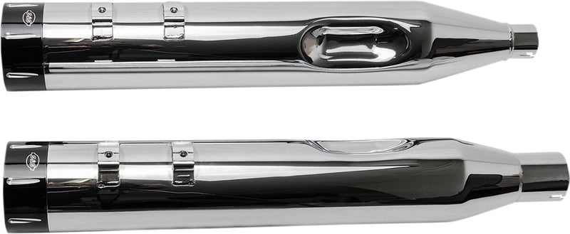S&S Cycle Chrome 4-1/2 in. Mk45 Slip-On Mufflers w/Black Contrast Machined Tracer End Caps for 2017-2026 Harley-Davidson Touring Models