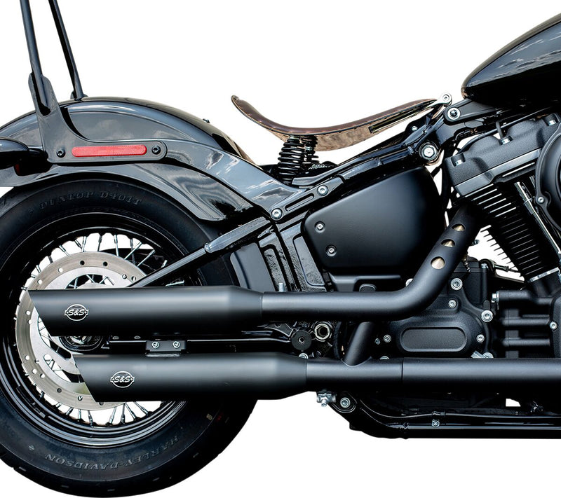 S&S Cycle Black Ceramic Slash-Cut Mufflers for 2018-2024 Harley-Davidson Softail Guardian Black