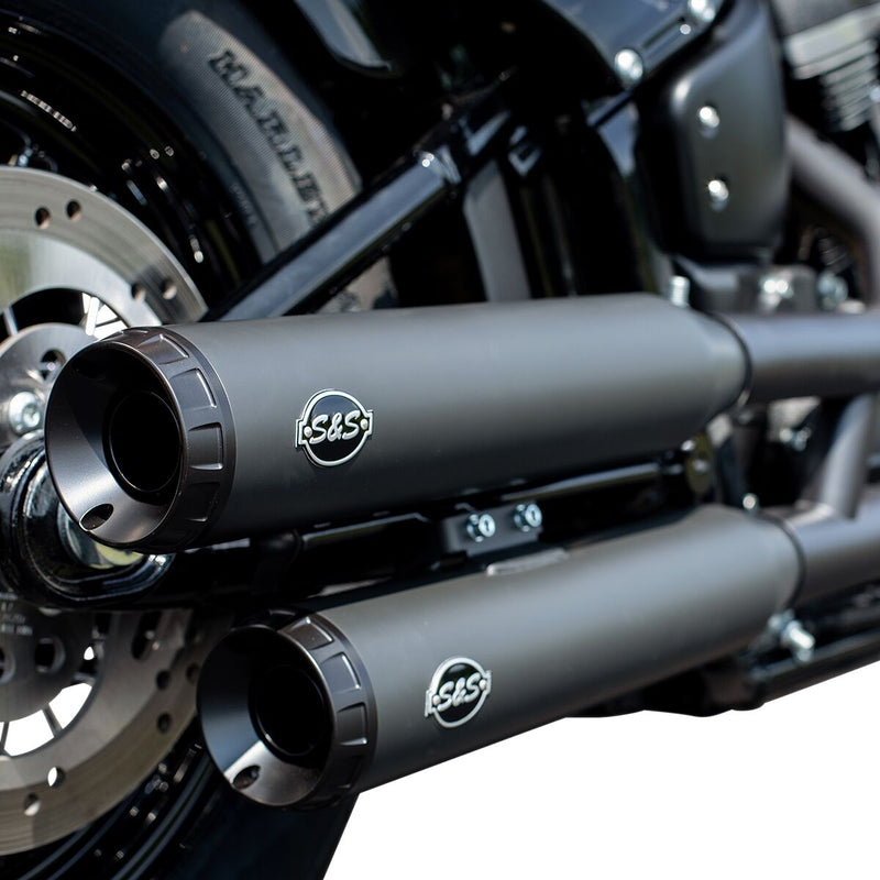 S&S Cycle Black Ceramic Grand National Slip-On Mufflers for 2018-2022 Harley-Davidson Softail #550-0737