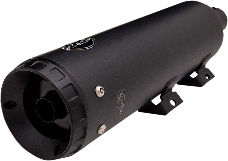 S&S Cycle Grand National EC Approved Slip-On Mufflers In Black With Black End Caps For Harley-Davidson 2018-2024 Softail Fat Bob Models #550-0827