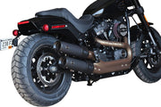 S&S Cycle Grand National EC Approved Slip-On Mufflers In Black With Black End Caps For Harley-Davidson 2018-2024 Softail Fat Bob Models