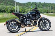 S&S Cycle Grand National EC Approved Slip-On Muffler In Stainless Steel With Black End Cap For Indian 2019-2022 FTR 1200 Models