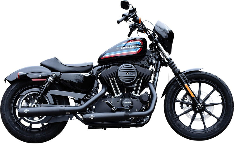 S&S Cycle Grand National EC Euro 4 Slip On Mufflers in Black Finish For 2014-2022 Sportster Models