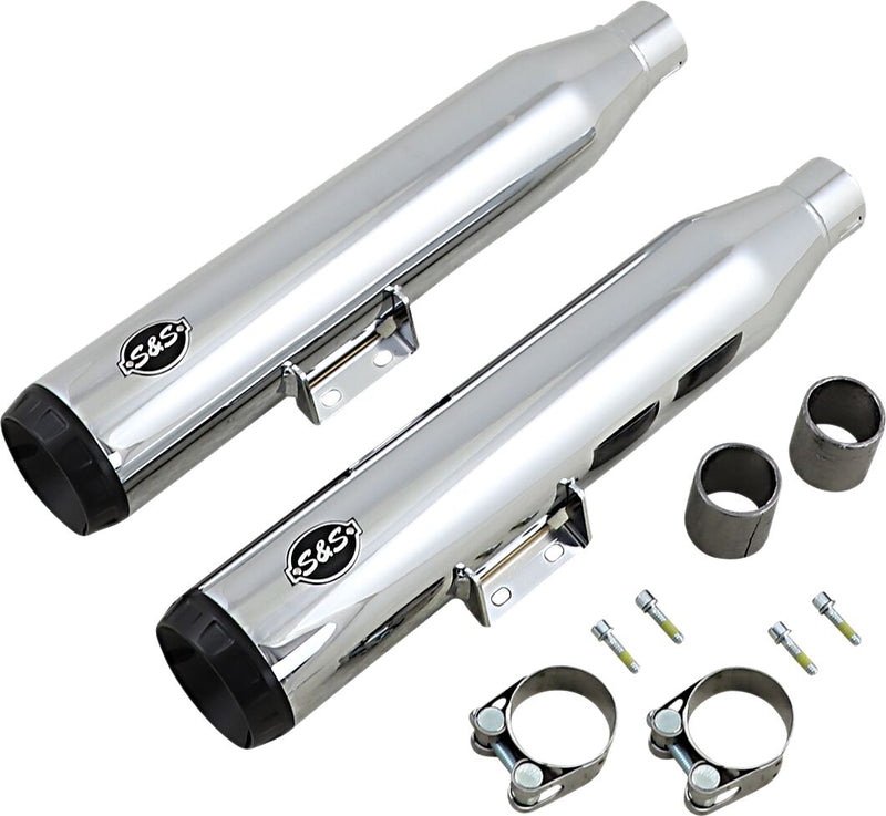 S&S Cycle Chrome Grand National Slip On Mufflers for 2018-2024 Harley-Davidson Softail #550-0757B